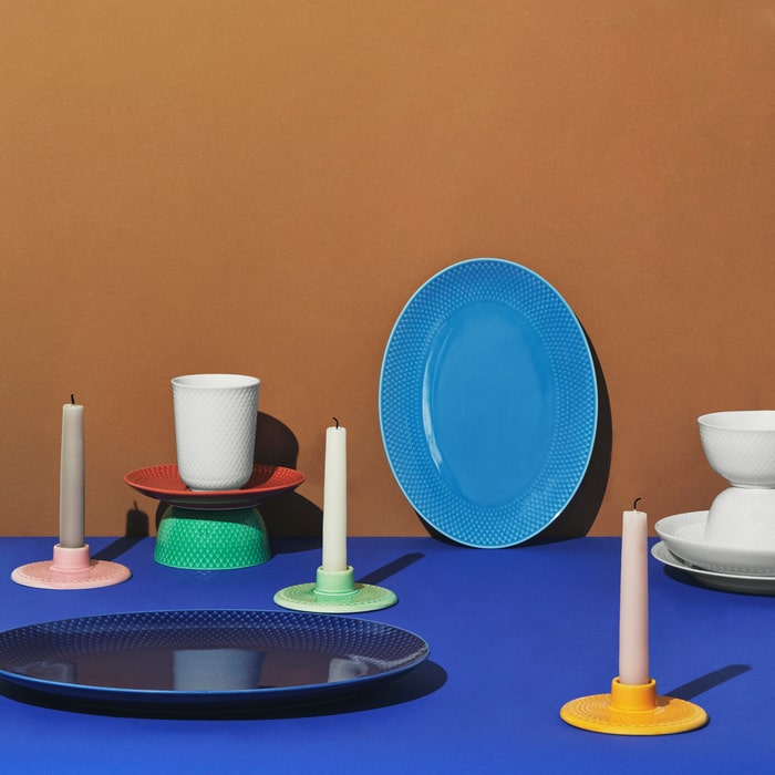 Lyngby Porcelæn Rhombe Color Candleholder, Ø: 4.1"