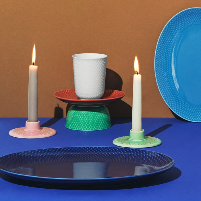 Lyngby Porcelæn Rhombe Color Candleholder, Ø: 4.1"