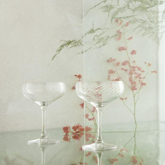 Holmegaard Cabernet Lines Cocktail Glass, Clear, 9.8 Oz, 2 Pcs.