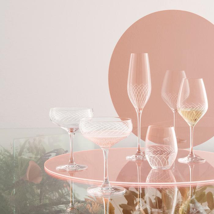 Holmegaard Cabernet Lines Cocktail Glass, Clear, 9.8 Oz, 2 Pcs.