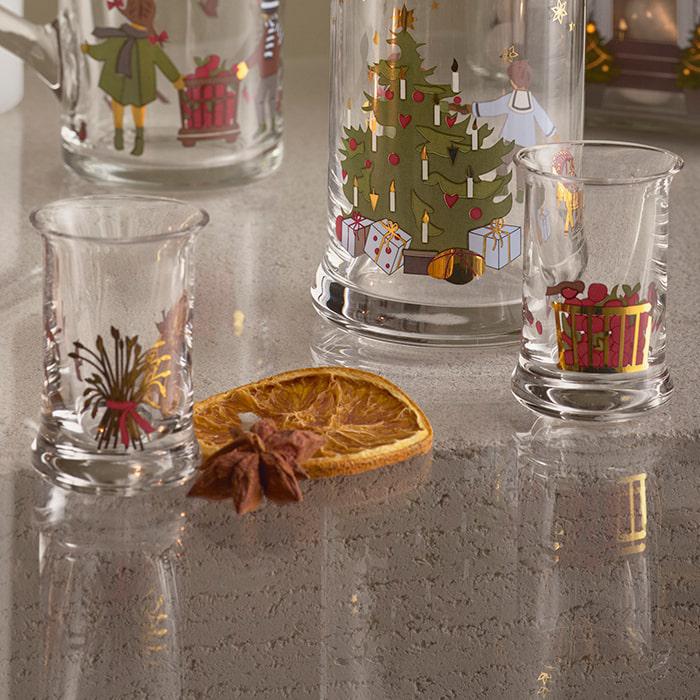 Holmegaard Christmas Dram Glass, Multi, 1 Oz, 2 Pcs.