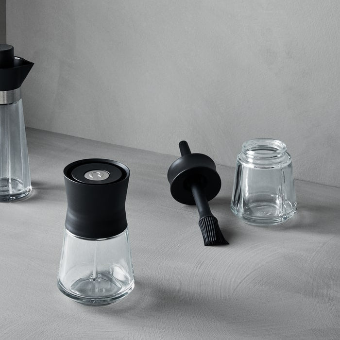 Rosendahl Grand Cru Marinade Glass With Brush, Black, H: 8.1"