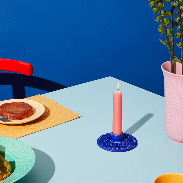 Lyngby Porcelæn Rhombe Color Candleholder, Ø: 4.1"