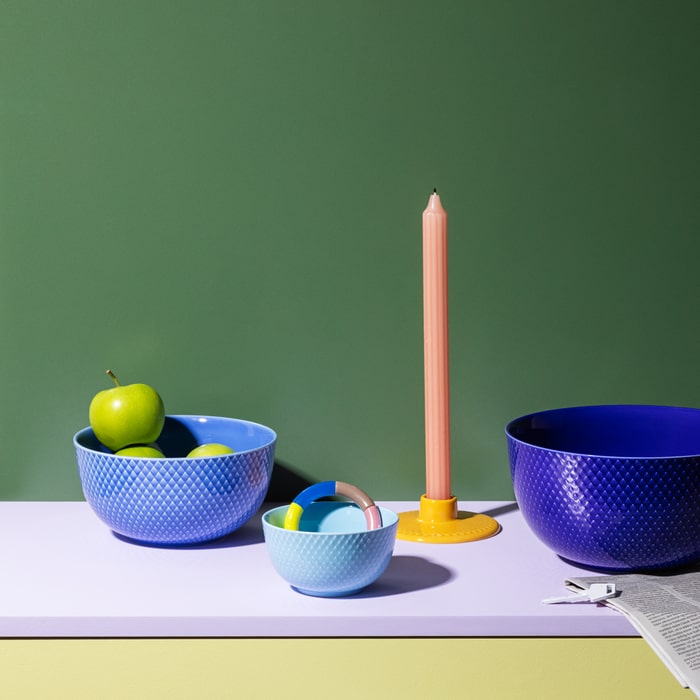 Lyngby Porcelæn Rhombe Color Candleholder, Ø: 4.1"