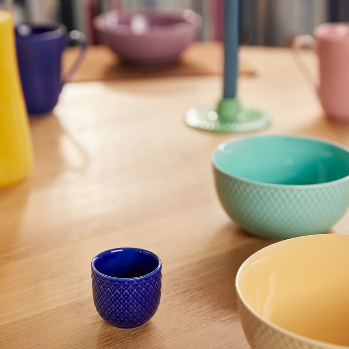 Lyngby Porcelæn Rhombe Color Egg Cup, H: 1.8"