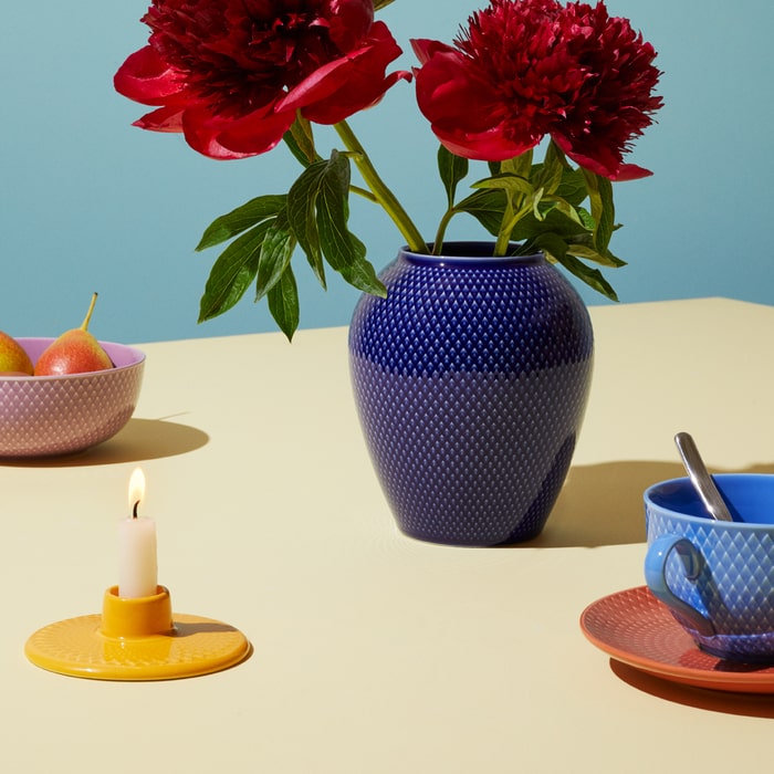 Lyngby Porcelæn Rhombe Color Candleholder, Ø: 4.1"