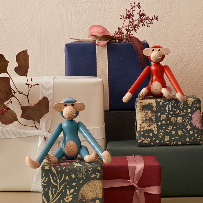 Kay Bojesen Vintage Monkey, Mini, Red, H: 3.7"