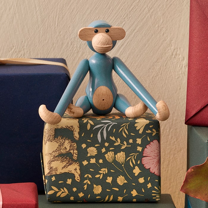 Kay Bojesen Vintage Monkey, Mini, Blue, H: 3.7"