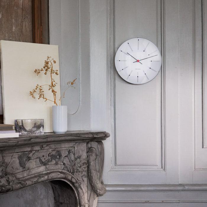 Arne Jacobsen Bankers Wall Clock, White, Large, Ø: 11.4"