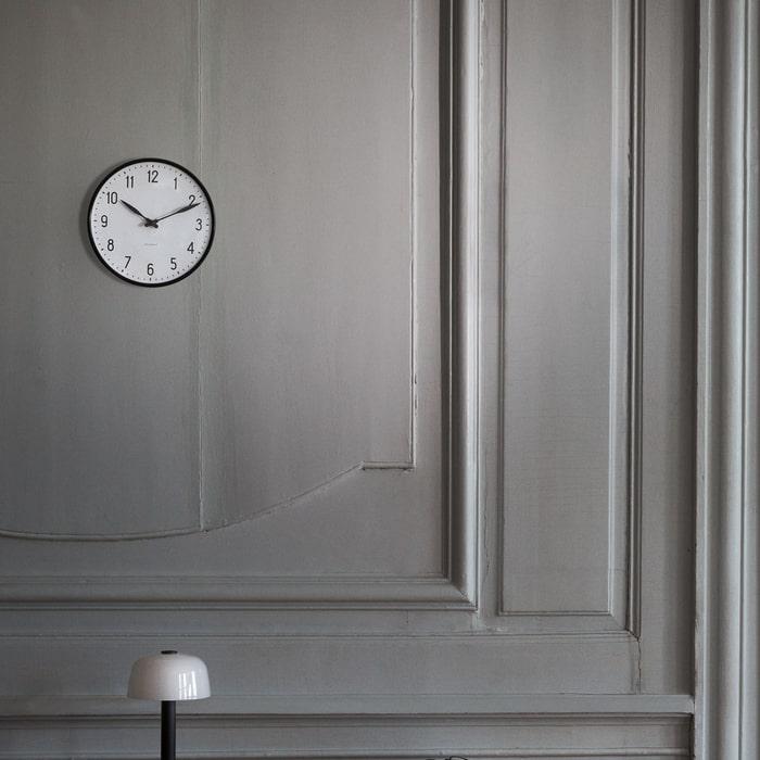 Arne Jacobsen Station Wall Clock, White/Black, Large, Ø: 11.4"
