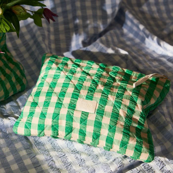 JUNA Nola Makeup Bag, Green/Sand