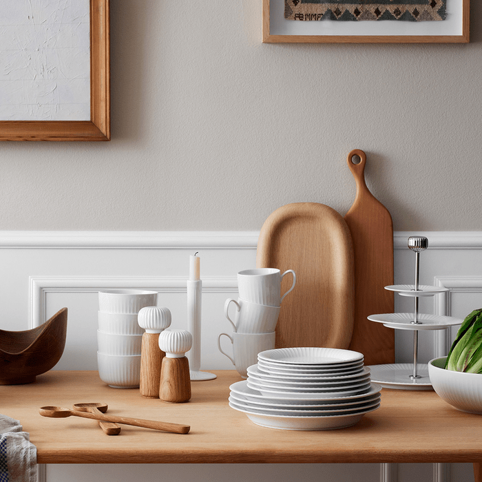 Kähler Hammershøi Salad Serving Set, Oak, D: 10.6