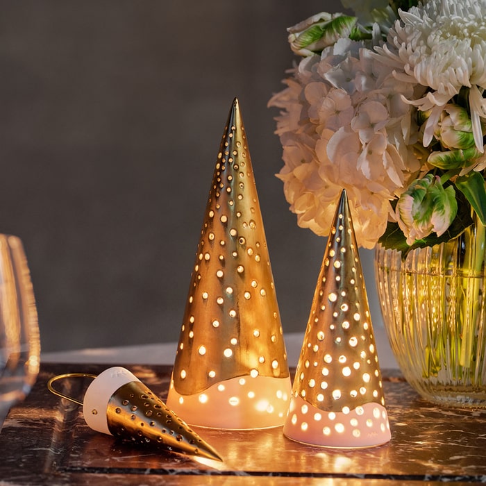 Kähler Nobili Tealight Holder High, Gold
