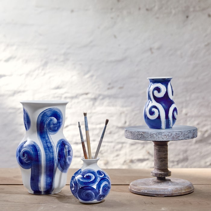 Kähler Tulle Vase, Blue, H: 4.1"