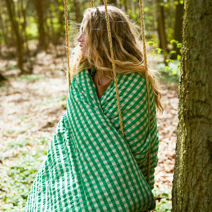 JUNA Bæk&Bølge Duvet Cover Set, Green/Sand