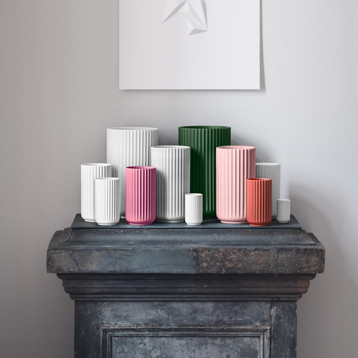 Lyngby Porcelæn Vase Porcelain, Dark Green, H: 12.2