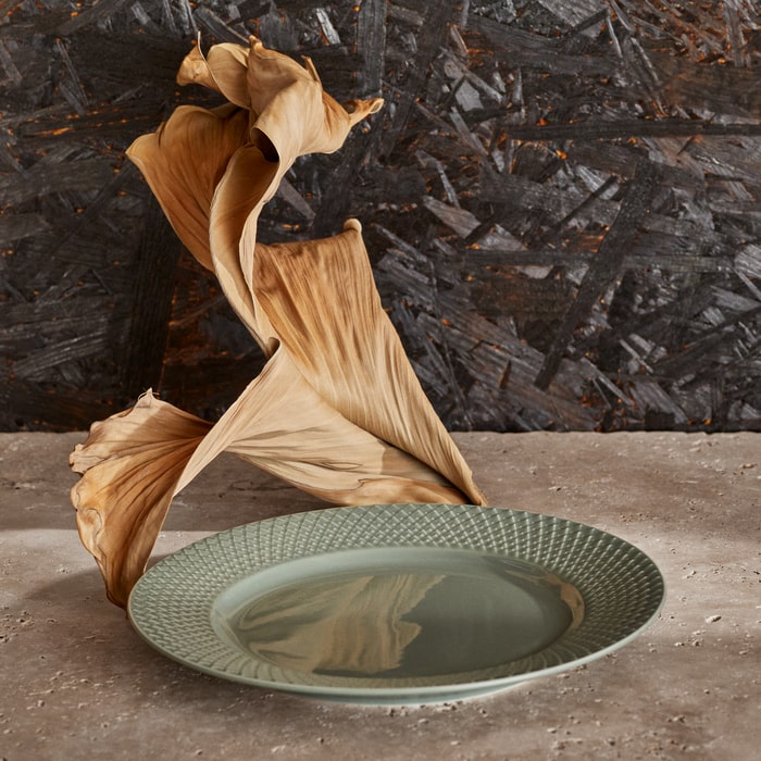 Lyngby Porcelæn Rhombe Earth Lunch Plate, Moss, Ø: 8.3"