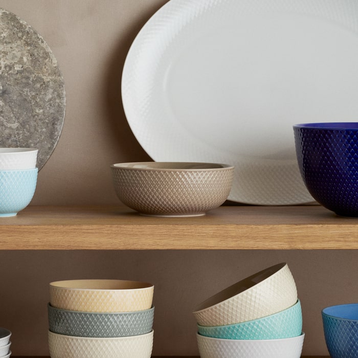Lyngby Porcelæn Rhombe Earth Bowl, Clay, Ø: 6.1"
