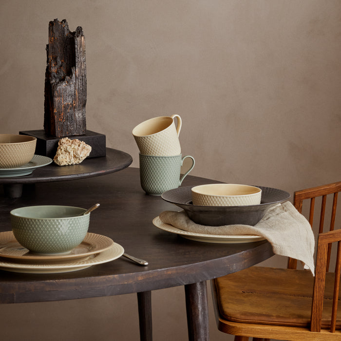 Lyngby Porcelæn Rhombe Earth Soup Bowl, Ø: 9.6"