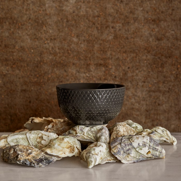 Lyngby Porcelæn Rhombe Earth Bowl, Slate, Ø: 4.3"