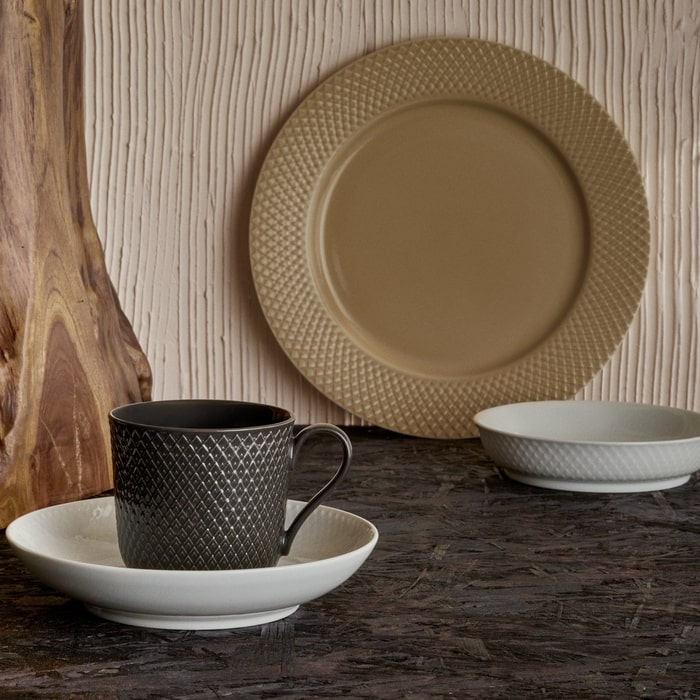 Lyngby Porcelæn Rhombe Earth Lunch Plate, Clay, Ø: 9.1"
