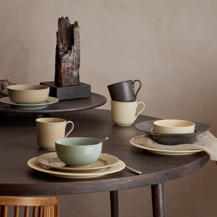 Lyngby Porcelæn Rhombe Earth Lunch Plate, Clay, Ø: 9.1