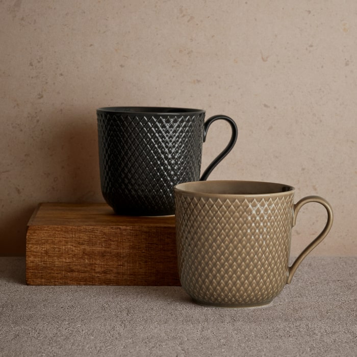 Lyngby Porcelæn Rhombe Earth Mug with Handle, 13.2 Oz