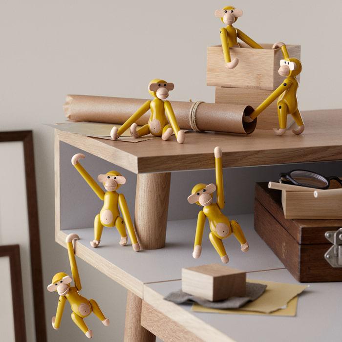 Kay Bojesen Vintage Monkey, Mini, Yellow, H: 3.7"