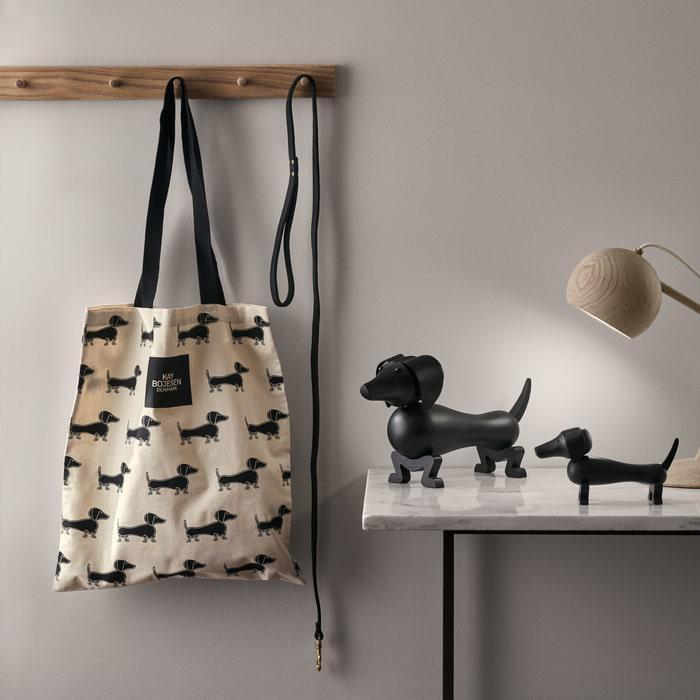 Kay Bojesen Dog Tote Bag, Black/White