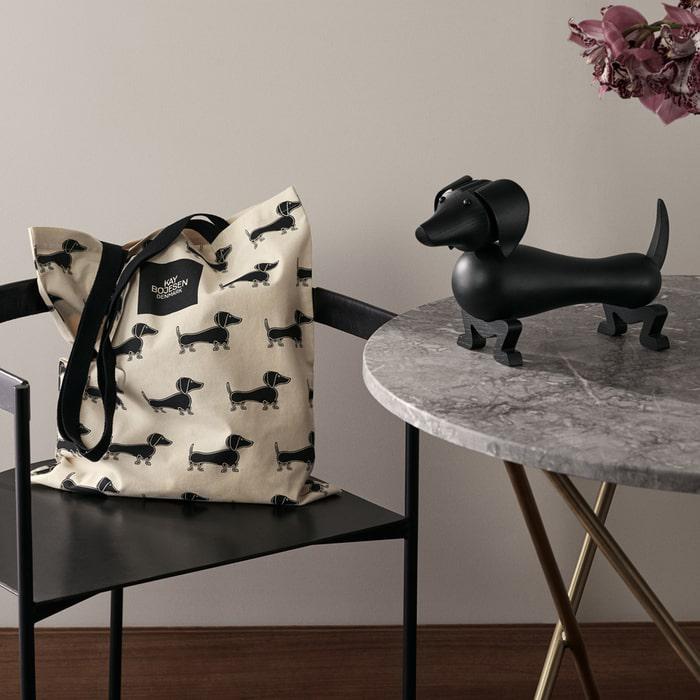 Kay Bojesen Dog Tote Bag, Black/White