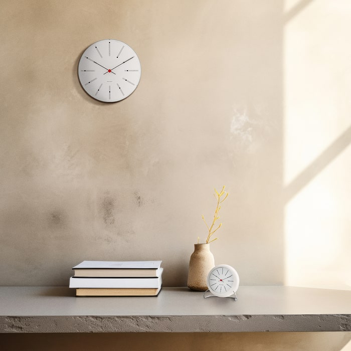 Arne Jacobsen Bankers Wall Clock Medium, White, Ø: 8.3"