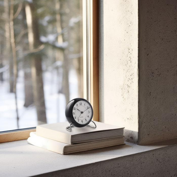 Arne Jacobsen Station Table Clock, White/Black