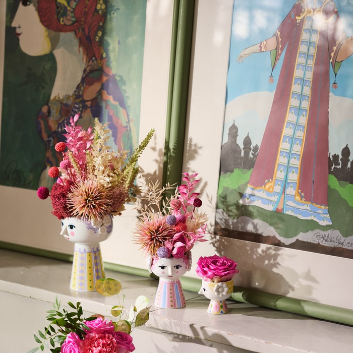 Bjørn Wiinblad Eva Candleholder, Pink, H: 3.7"