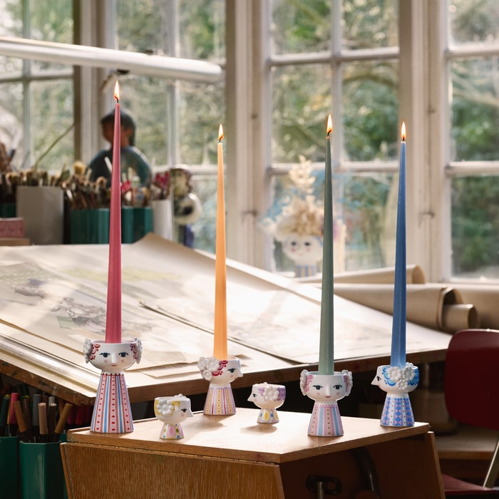Bjørn Wiinblad Eva Candleholder, Dusty Red, H: 5.5"
