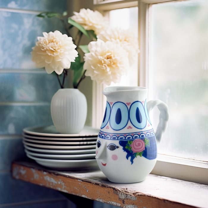 Bjørn Wiinblad Dora Jug, Blue, 18.6 Oz