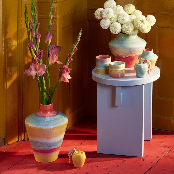 Kähler Poppery Mug, Pink/Mint/Yellow