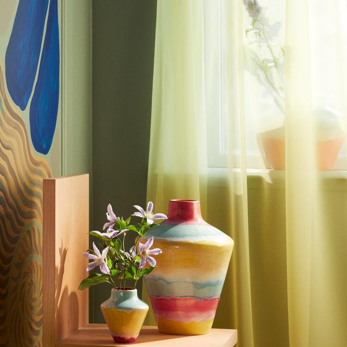 Kähler Poppery Vase, Pink/Mint/Yellow, H: 4.7''