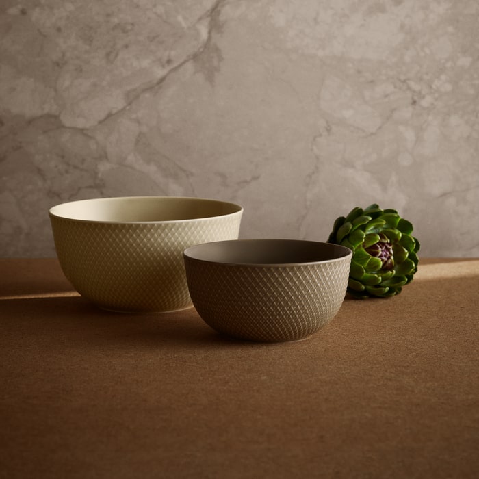 Lyngby Porcelæn Rhombe Earth Bowl, Clay, Ø: 6.9"