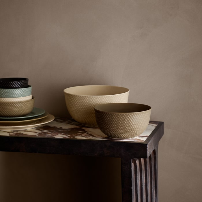 Lyngby Porcelæn Rhombe Earth Bowl, Clay, Ø: 6.9