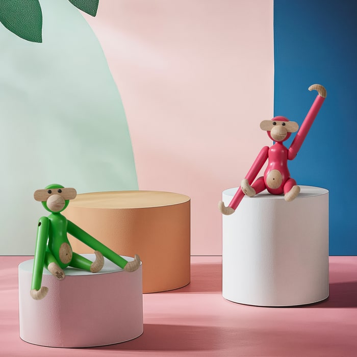 Kay Bojesen Monkey, Mini, Light Green, H: 3.7"
