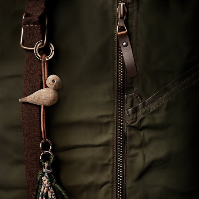 Kay Bojesen Bird Bag Charm, Gold/Natural Leather