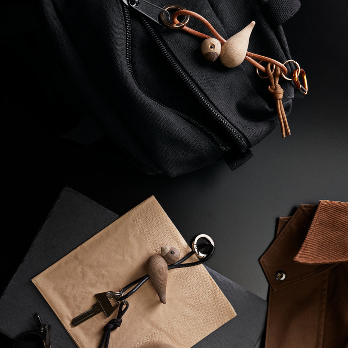 Kay Bojesen Bird Bag Charm, Gold/Natural Leather
