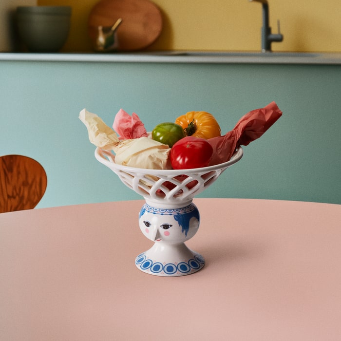 Bjørn Wiinblad Dora Fruit Bowl, Blue, Ø: 9.8"