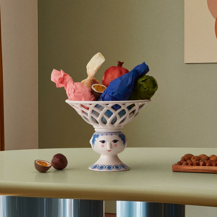 Bjørn Wiinblad Dora Fruit Bowl, Blue, Ø: 9.8"