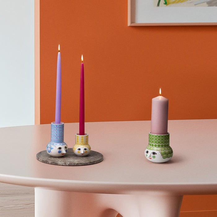 Bjørn Wiinblad Olga Candle Holder, Light Blue, H: 5.5"
