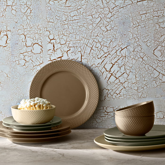 Lyngby Porcelæn Rhombe Earth Bowl, Marble, Ø: 6.1"