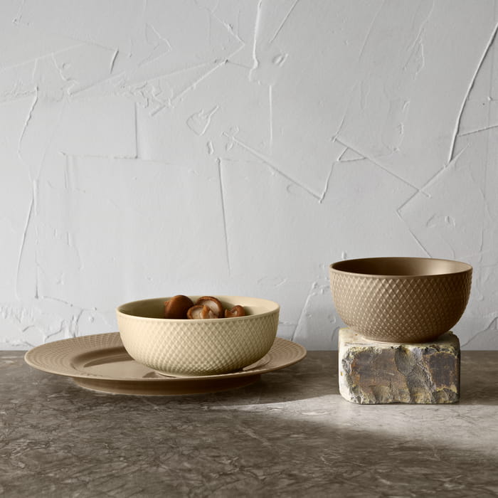 Lyngby Porcelæn Rhombe Earth Bowl, Marble, Ø: 6.1"