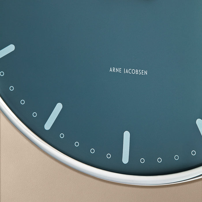 Arne Jacobsen City Hall Wall Clock, Medium, Blue, Ø: 8.3”