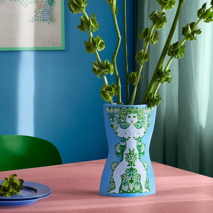 Bjørn Wiinblad Nina Vase, Light Blue/Green, H: 11.2"