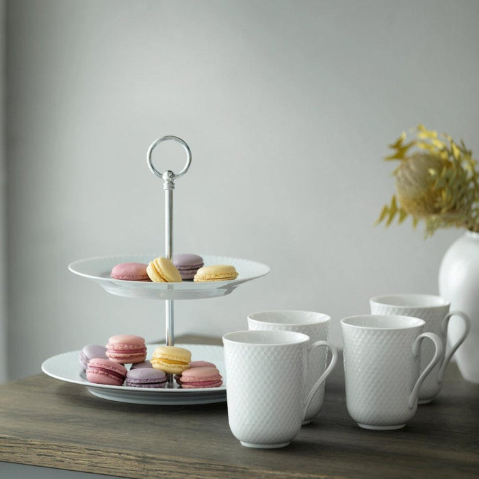 Lyngby Porcelæn Rhombe Etagere, White, H: 10.6"